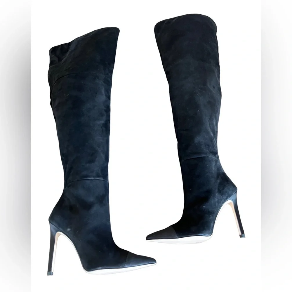 NWOT GOOD AMERICAN Over the Knee Slouch Boot Black 4